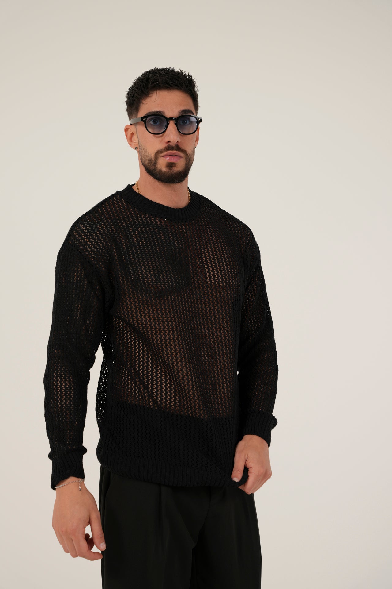 Maglione retinato black
