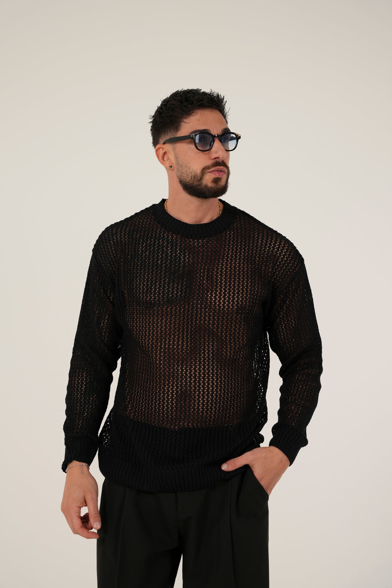 Maglione retinato black